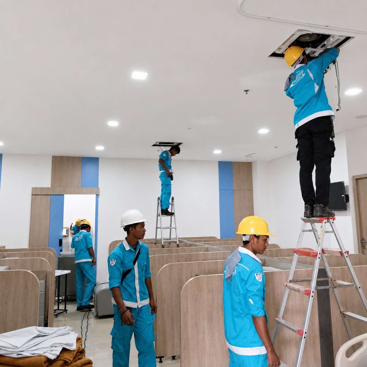 Tim Amin Cool Teknik melakukan service dan maintenance AC